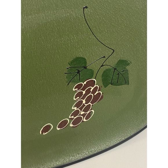 MCM Vintage Lacquer Ware Serving Tray Wine Bottle Grapes Green Japan - Picture 6 of 10